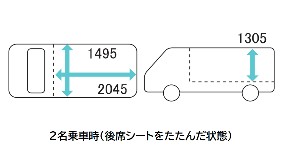 V2-寸法（2名乗車時）